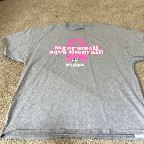 Big Dogs Breast Cancer  Ribbon Gray Tee Big or Small Save them all XL - Picture 3 of 4